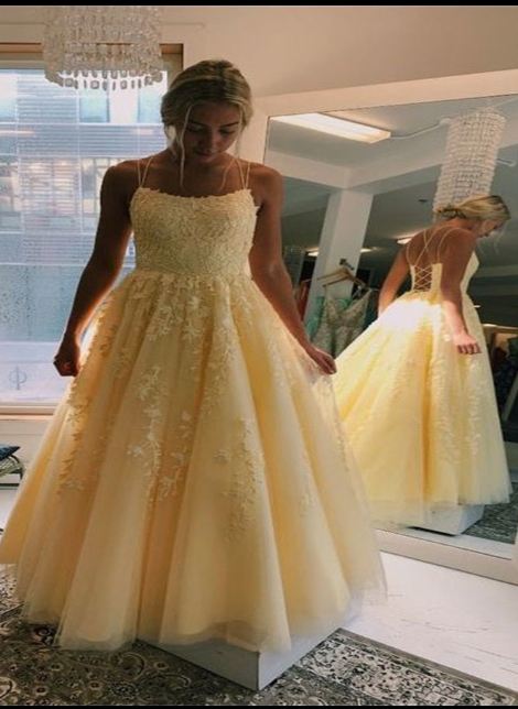 Maylie | Sky Blue Sequines A-line Tulle Prom Dress With Appliques