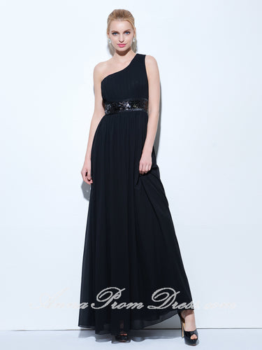 Cheap Prom Dresses A-line Floor-length Flowly Long Sexy Black Prom Dress 271494
