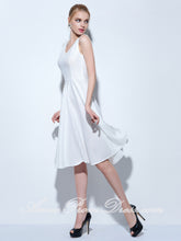 White Homecoming Dress V-neck A-line Knee Length Lace Short Prom Dress Party Dress 271906