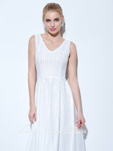 White Homecoming Dress V-neck A-line Knee Length Lace Short Prom Dress Party Dress 271906