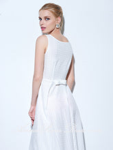 White Homecoming Dress V-neck A-line Knee Length Lace Short Prom Dress Party Dress 271906