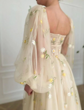 Princess Tulle Embroidered Tea Dress Wedding Long Prom Evening Dress GJS597