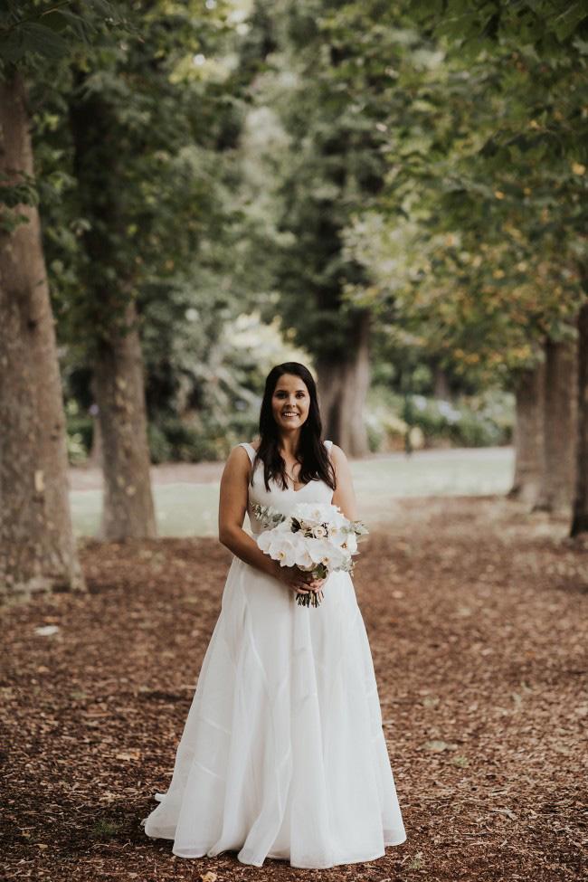 Simple A Line V Neck Sleeveless Wedding Dress JKM315|Annapromdress