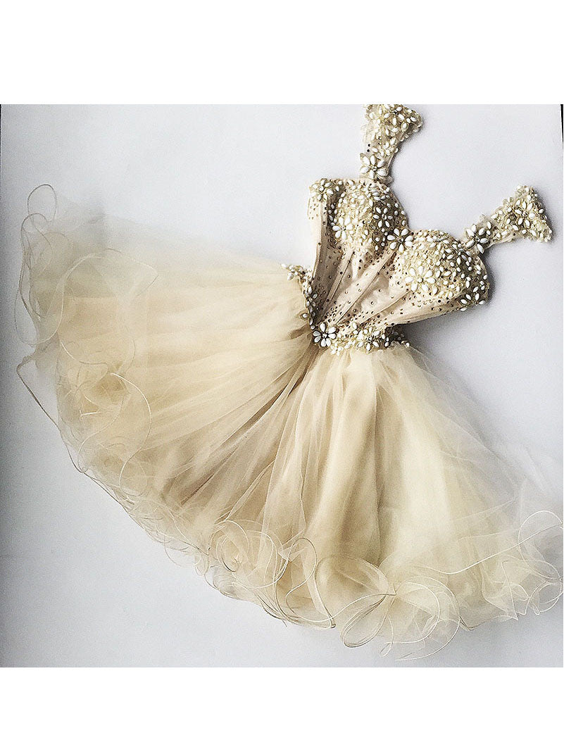 2017 Homecoming Dress Straps Rhinestone Short Prom Dress Party Dress JK073