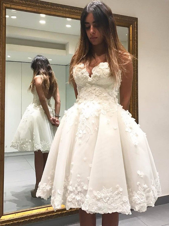 2017 Homecoming Dress Sweetheart Appliques Short Prom Dress Party Dress JK090