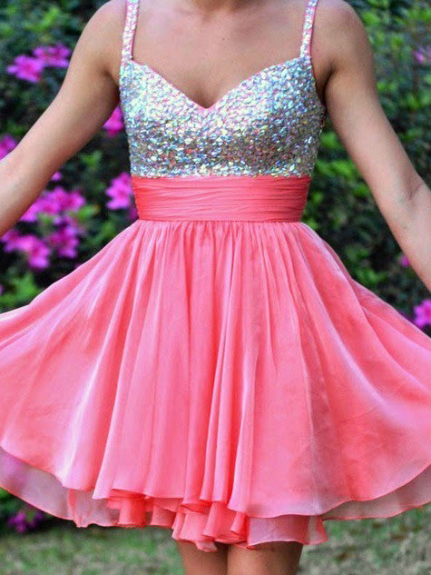 2017 Homecoming Dress Rhinestone Straps Short Prom Dress Party Dress JK137