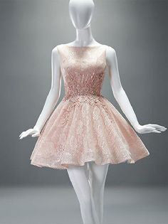 2017 Homecoming Dress Sexy Pearl Pink Short Prom Dress Party Dress JK145