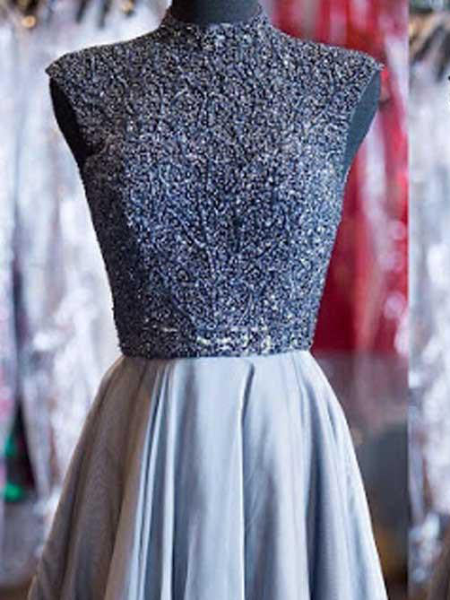 2017 Homecoming Dress Sexy High Neck Beading Short Prom Dress Party Dress JK190