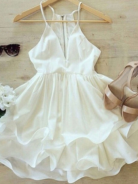 2017 Homecoming Dress Ivory Sexy Flouncing Short Prom Dress Party Dress JK198