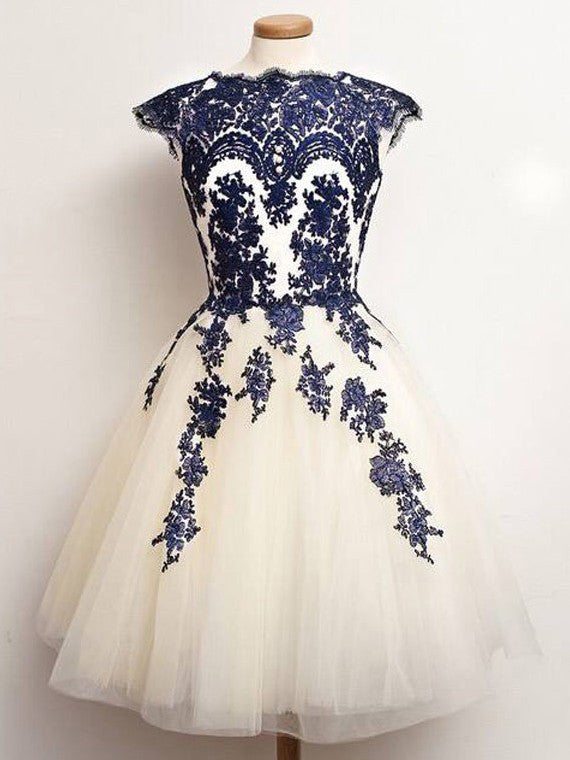 2017 Homecoming Dress Chic Ivory Vintage Tulle Short Prom Dress Party Dress JK218