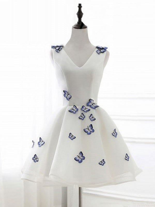2017 Homecoming Dress Chic Butterfly Ivory Organza Short Prom Dress Party Dress JK241
