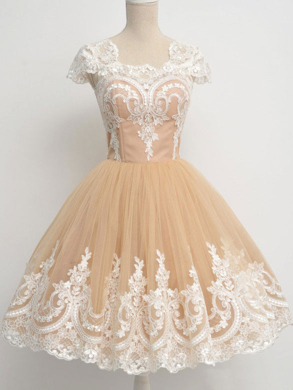 2017 Homecoming Dress Chic Square Champagne Short Prom Dress Party Dress JK257