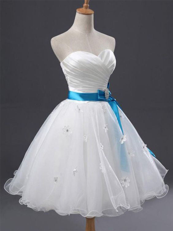 2017 Homecoming Dress White Tulle Sweetheart Short Prom Dress Party Dress JK263