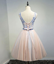 Beautiful Homecoming Dress Beading Lace Tulle Bowknot Short Prom Dress Party Dress JK355