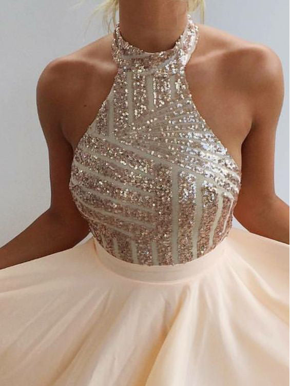 Chic Sexy Homecoming Dress Sequins Satin Short Prom Dress Party Dress JK412