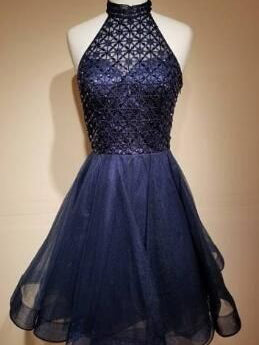 Beautiful Homecoming Dress High Neck Beading Sexy Short Prom Dress Party Dress JK429
