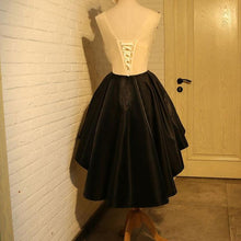 High Low Homecoming Dress Scoop A-line Appliques Short Prom Dress Black Party Dress JK504