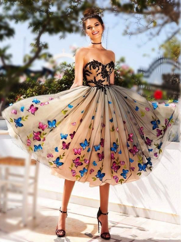 Black Homecoming Dress Sweetheart Butterfly A-line Beautiful Short Prom Dress Party Dress JK567|Annapromdress