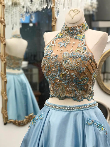 Two Piece Homecoming Dresses Sparkly Beading Short Prom Dress Party Dress JK582|Annapromdress