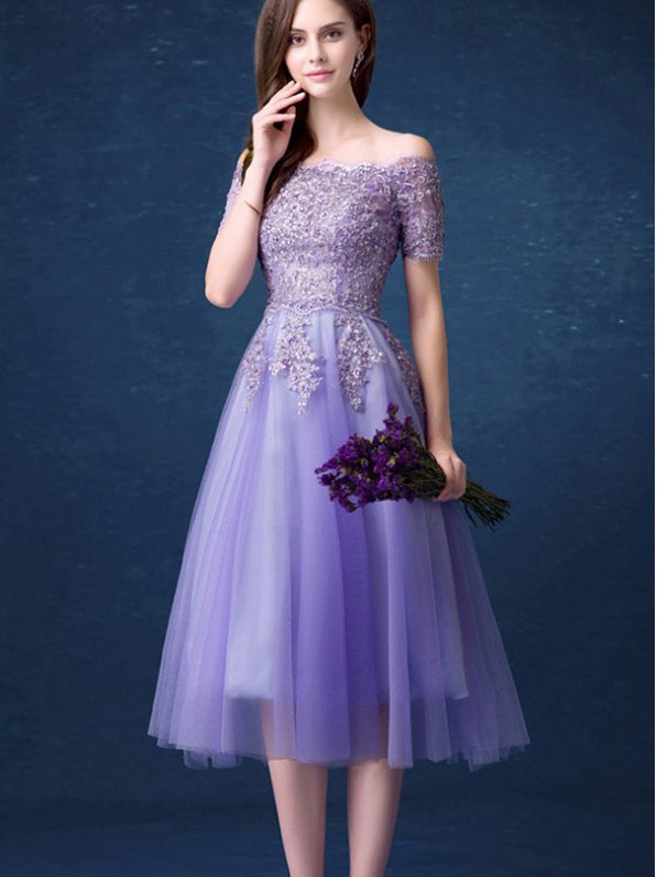 Lilac party dress short cocktail dresses homecoming dress main image 1