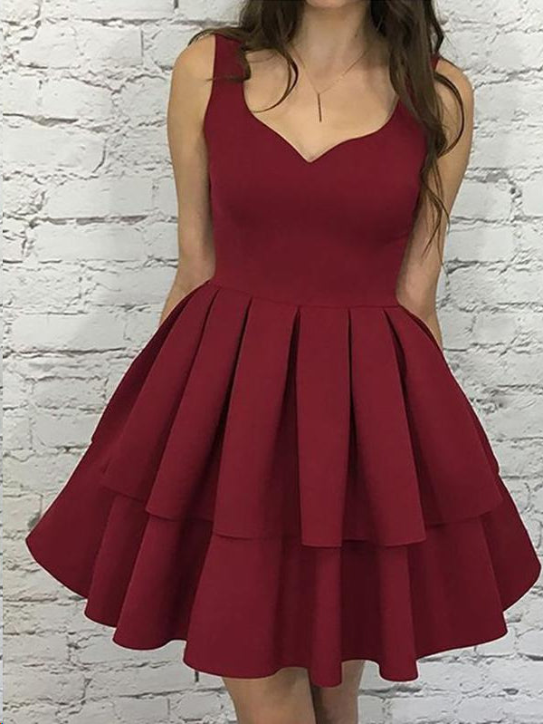 Burgundy Homecoming Dresses Simple Aline Cheap Short Prom Dress Party Dress JK636|Annapromdress