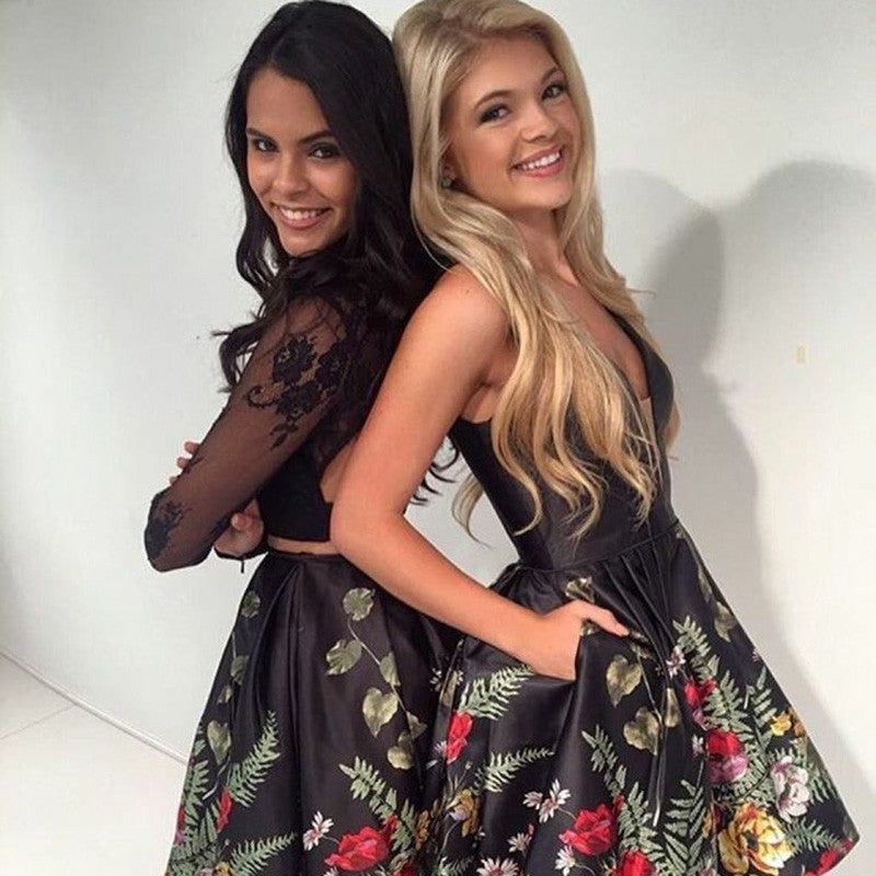 Two Piece Homecoming Dresses Little Black Dress Short Prom Dress Party Dress JK654|Annapromdress – Anna PromDress
