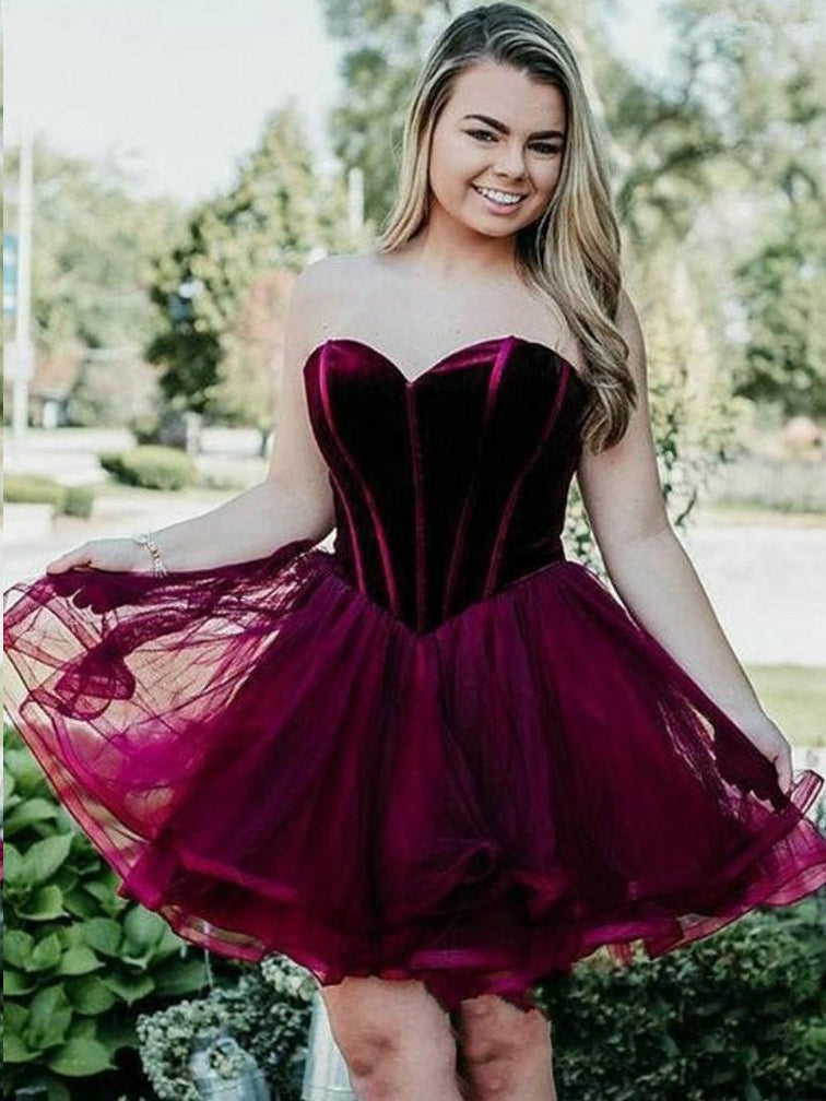 Cheap Homecoming Dresses Sweetheart Burgundy Simple Short Prom Dress Party Dress JK720|Annapromdress