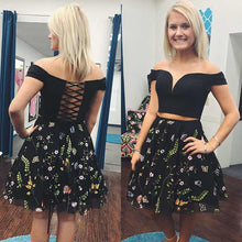 Two Piece Homecoming Dresses Little Black Dress Short Prom Dress Lace Party Dress JK757|Annapromdress