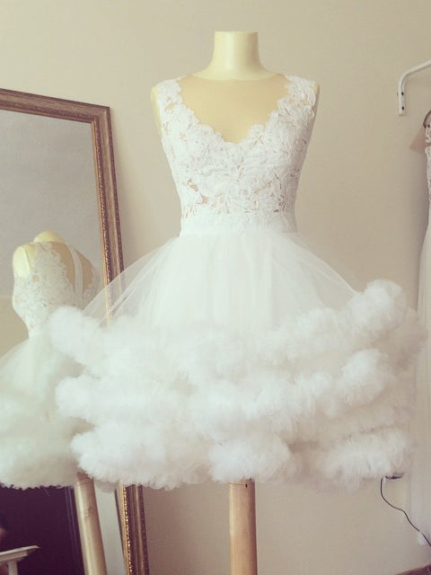 Ball Gown Homecoming Dresses Simple Cute Ivory Short Prom Dress Party Dress JK784|Annapromdress