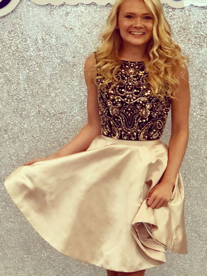 Sparkly Homecoming Dresses Aline Bateau Rhinestone Short Prom Dress Party Dress JK823|Annapromdress