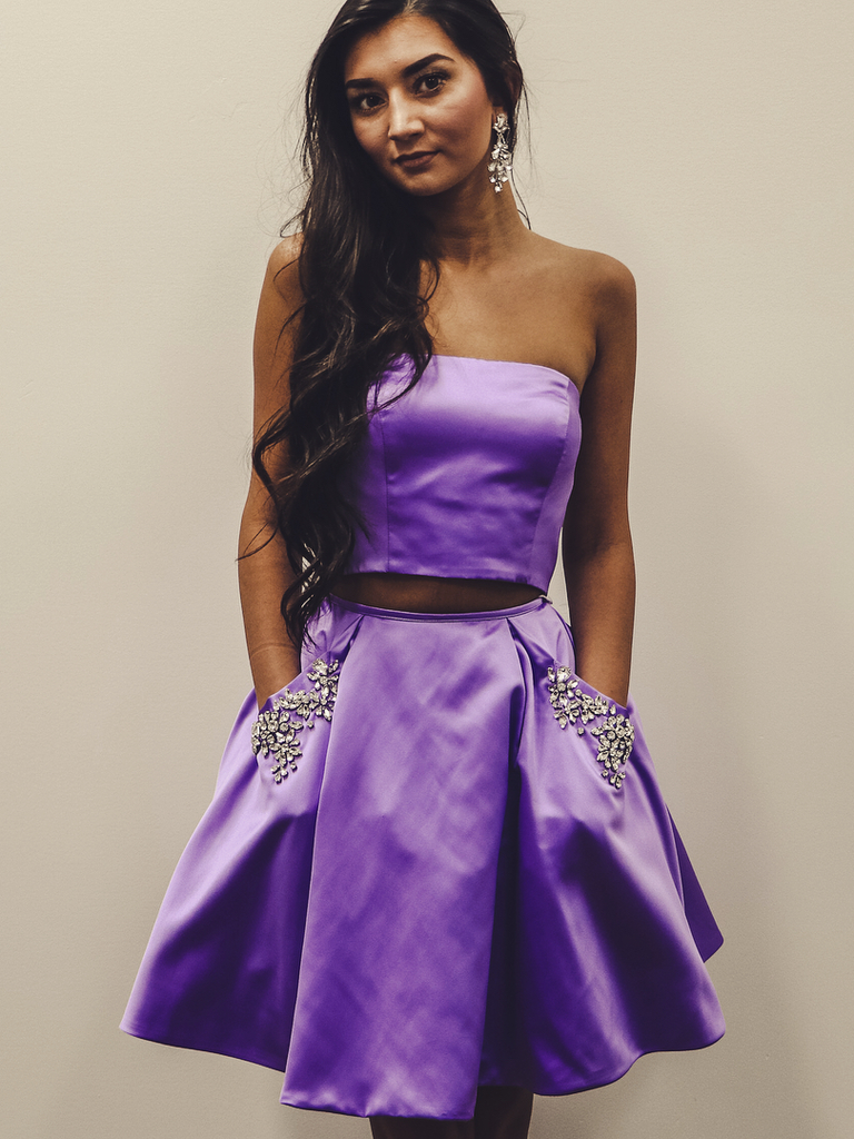 Two-piece Rhinestone Homecoming Dress