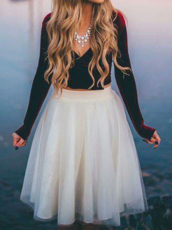 Two Piece Homecoming Dresses Aline V Neck Burgundy Velvet Short Prom Dress Party Dress JK874|Annapromdress