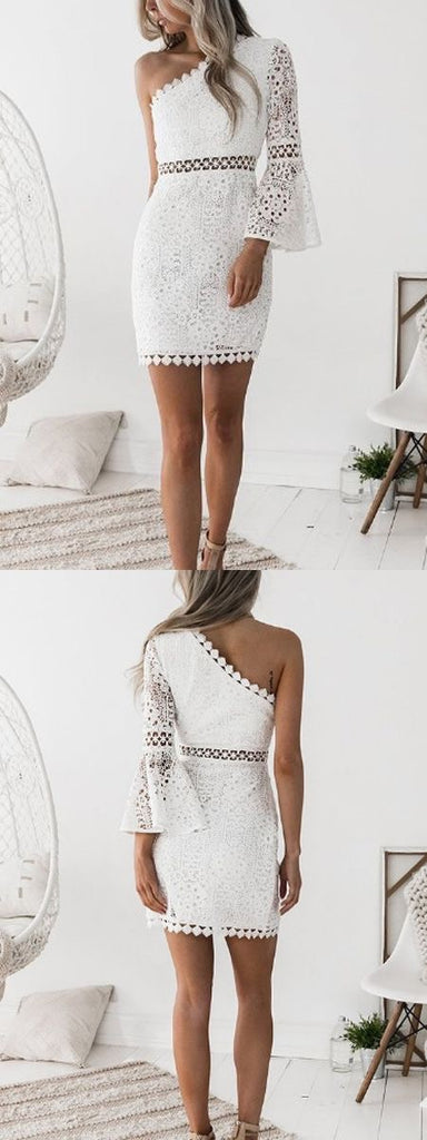 Lace fishbone one-shoulder tube top slim birthday party homecoming dress P3250 main image 1