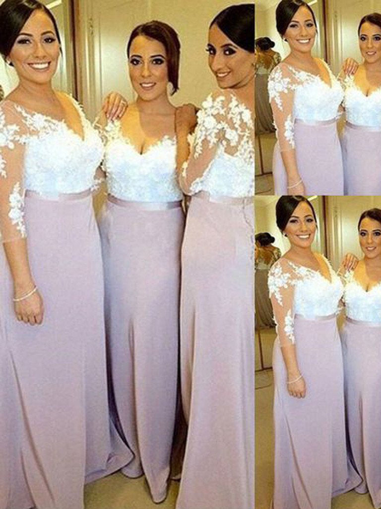 Long Bridesmaid Dresses Sheath/Column 3/4-Length Sexy Bridesmaid Dresses JKB029