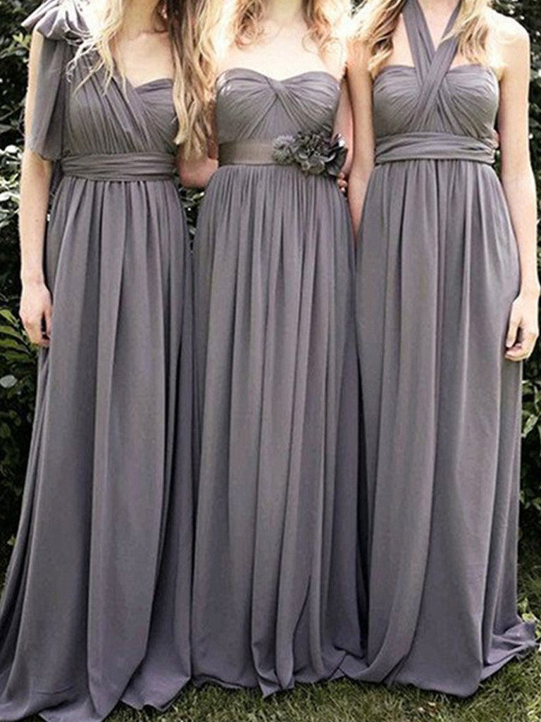 Long Sweet Heart Chiffon Bridesmaid Dress, Cheap Backless Floor-Length Bridesmaid Dress, D695