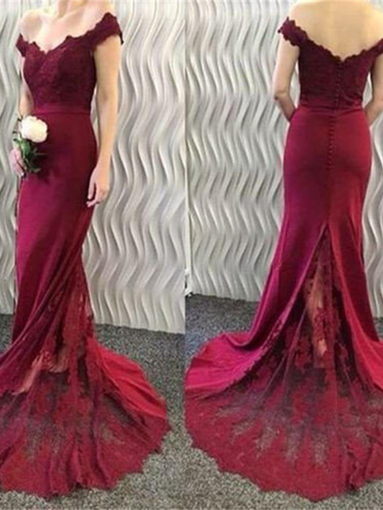 Sexy Bridesmaid Dresses Off-the-shoulder Short Train Tulle Bridesmaid Dresses JKB039