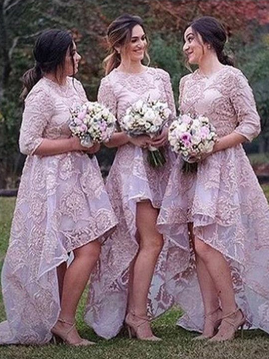 Sexy Bridesmaid Dresses Asymmetrical Organza Beautiful Long Bridesmaid Dresses JKB055