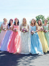 Sexy Bridesmaid Dresses A-line Straps Floor-length Chiffon Long Bridesmaid Dresses JKB056