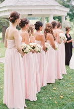 Pink Cheap Bridesmaid Dresses A Line Sweetheart Long Chiffon Bridesmaid Dresses JKB069|Annapromdress