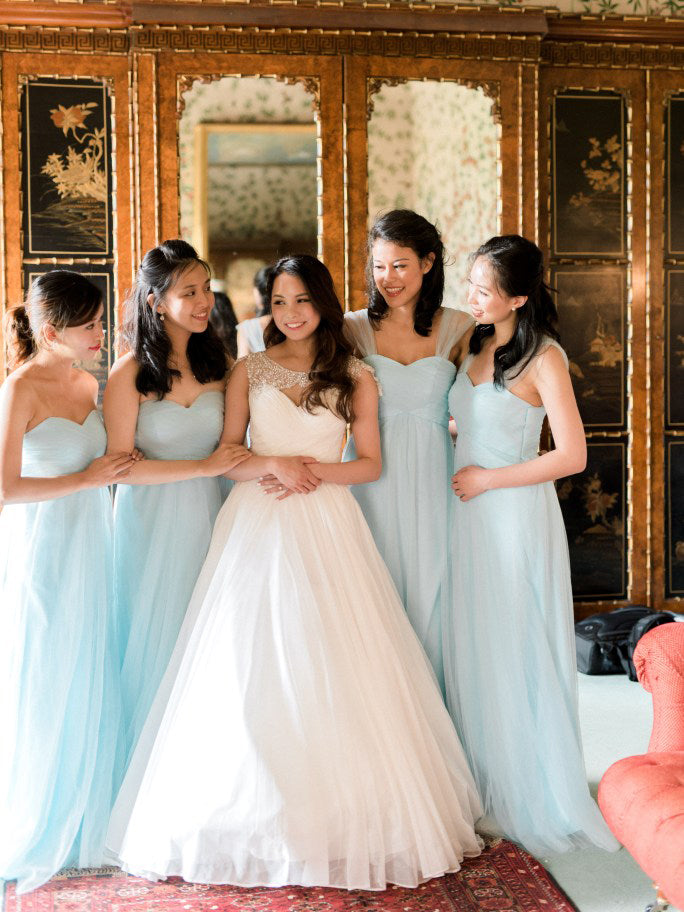 Long Bridesmaid Dresses with Straps Sweetheart Tulle Romantic Bridesmaid Dresses JKB073|Annapromdress