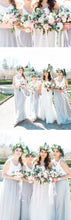 Two Piece Bridesmaid Dresses Spaghetti Straps Tulle Simple Navy Bridesmaid Dresses JKB076|Annapromdress