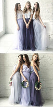Two Piece Bridesmaid Dresses Aline Scoop Ivory Lace Boho Simple Tulle Bridesmaid Dresses JKB078|Annapromdress