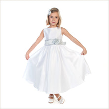 2017 Flower Girl Dresses Long White Bowknot Flower Taffeta JKF028