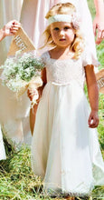 2017 Flower Girl Dresses Long A-line Lace Ivory Bowknot Chiffon JKF034