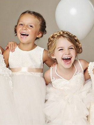 2017 Flower Girl Dresses Sashes/Ribbons Belt Lace Tulle JKF037
