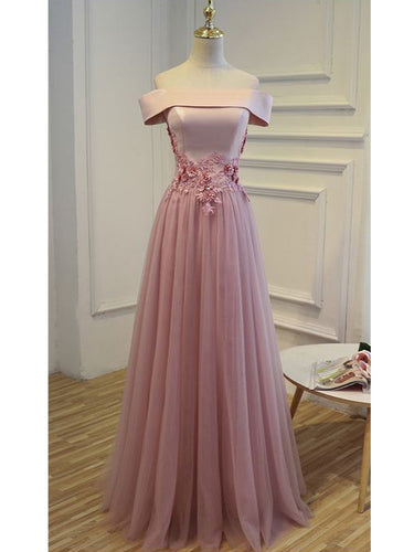 Prom Dresses Lace-up Off-the-shoulder Tulle Prom Dress/Evening Dress #JKL025