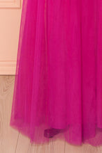 Fuchsia Prom Dresses Scoop Appliques Tulle Long Prom Dress/Evening Dress JKL069
