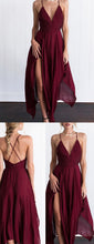 Sexy Burgundy Prom Dresses Halter Asymmetrical Long Prom Dress/Evening Dress JKL092