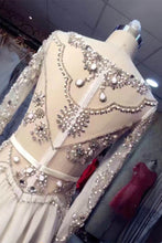 Long Sleeve Prom Dresses Bateau A-line Rhinestone Sparkly Long Prom Dress JKL1055|Annapromdress