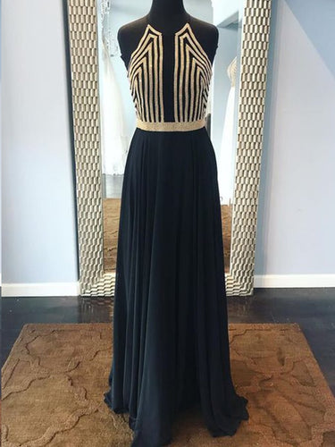 Black Prom Dresses A-line Beautiful Chiffon Long Prom Dress Sexy Evening Dress JKL1175|Annapromdress